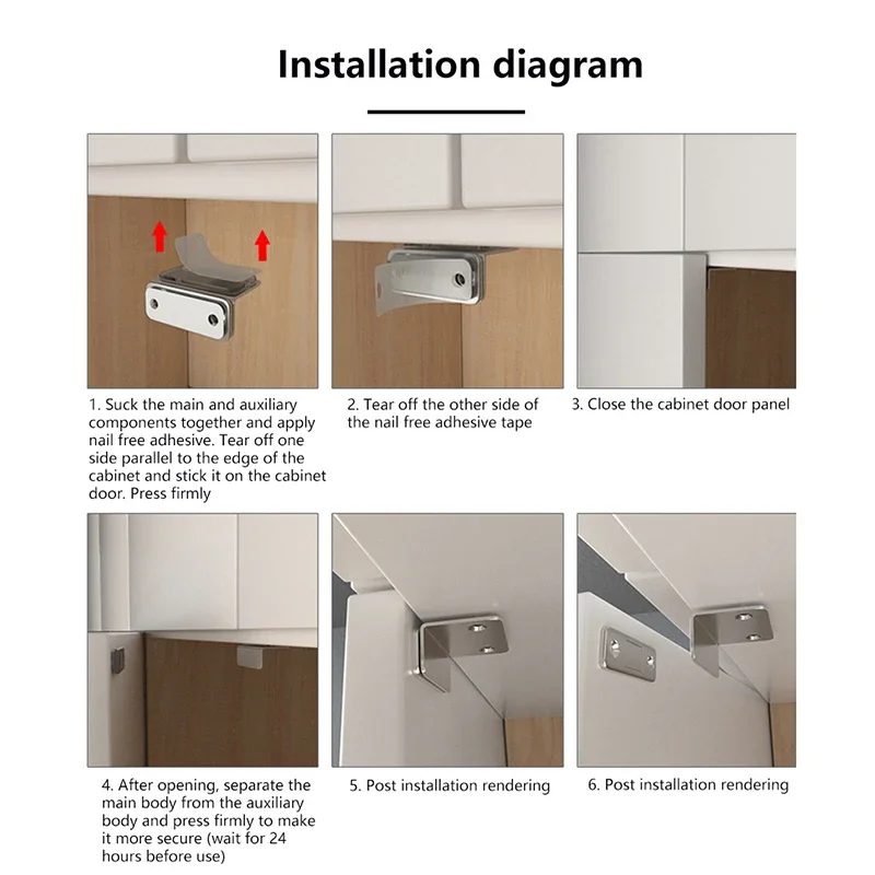 5PCS Autoadesiva Invisibile Porta Dell'armadio di Aspirazione a forma di L Porta Magnetica Chiudiporta Armadio Striscia Magnetica Patch Porta Fermaporta