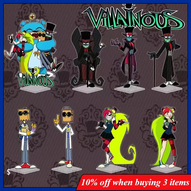 

Villainous Anime Peripherals Black Hat Figure Acrylic Stand Dr. Flug Figurine Standing Plate 5.0.5 Demencia Collectible Toys