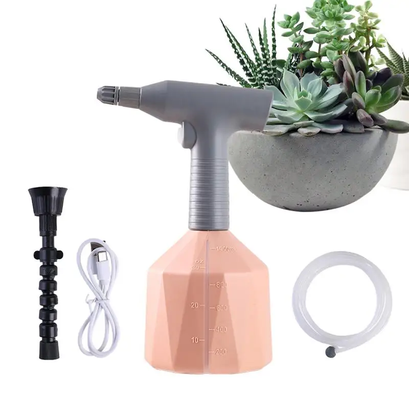 

Electric Spray Bottle 1L Automatic Plant Mister With 8.2ft Water Pipe Rechargeable Spray Bottle Plant Mister Watering Can Plant