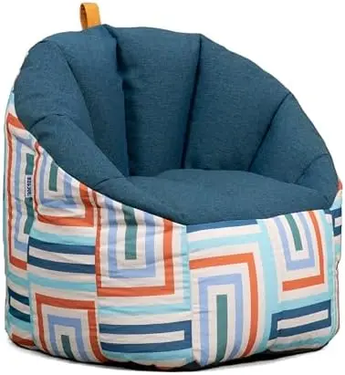 Milano Patio Outdoor Weatherproof Bean Bag Chair, Lakeshore/Aqua Glass Block Intertwist/Sunmax, Weather Resistant