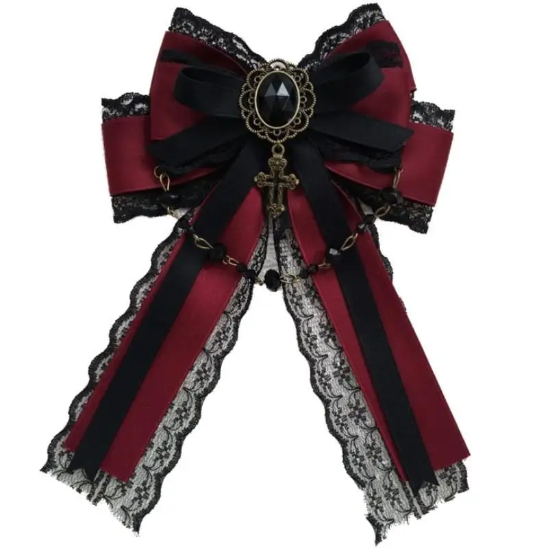 Original Goth style dark wine red Lolita small object bow hair clip Lolita headwear