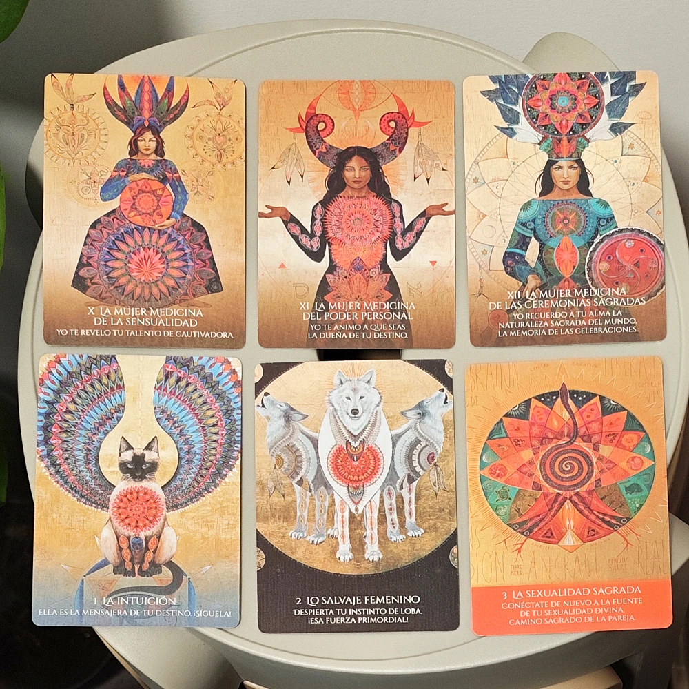 หมอหญิงแห่งความรู้ - 10.5*7.5 ซม. 49 ใบ การ์ดลักษณะนิยมของหมอผีเพื่อการบำบัดและเสริมพลัง (ฉบับภาษาสเปน)