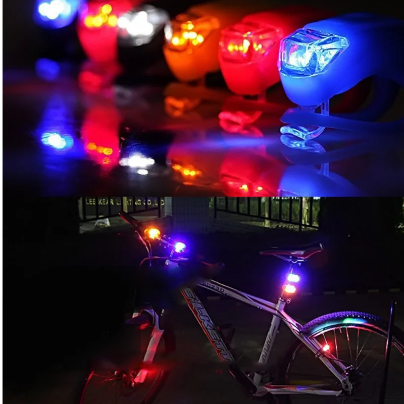 LED Silicone Bicycle Front Rear Light Set 3 Modes Waterproof MTBMountain Road Bike Cycling Headlight Tail Warning Lamp