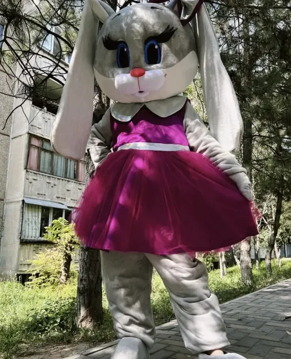 

Purple Grey Rabbit Mascot Costume Bunny Cartoon Performance Apparel for Weddings And Events Dress