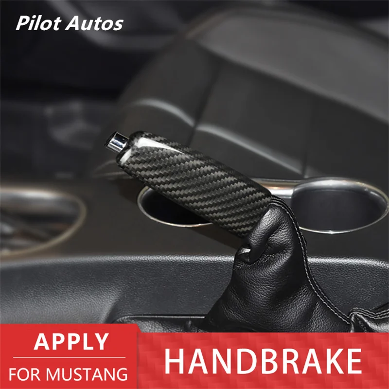 

2015-2023 For Mustang Car Handbrake Grip Cover Genuine Carbon Fiber 3D Sticker Interior Accessories