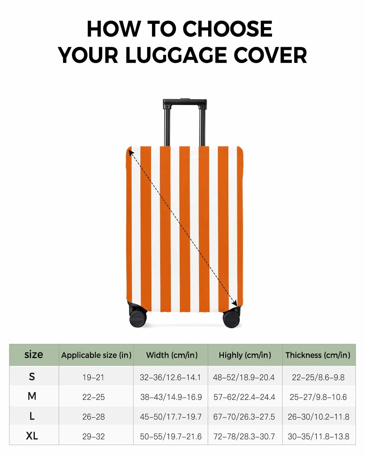 Striped Orange Luggage Cover Elastic Baggage Cover For 18-32 Inch Suitcase Case Dust Cover