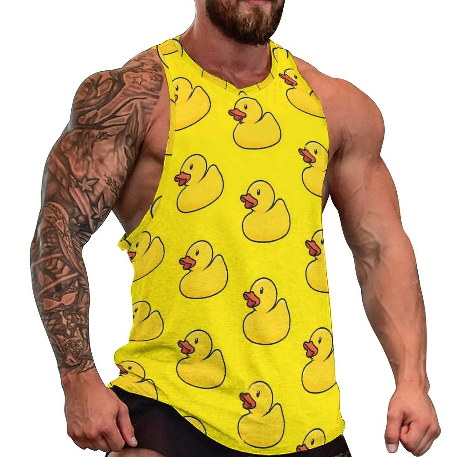 Funny Duck 3D Print Tank Tops Men\'s Fashion Streetwear Vest Oversized Sleeveless Tank Top Bodybuilding Fitness Gym Man Clothing