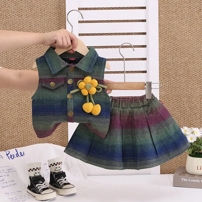 

New Summer Fashion Baby Girls Clothes Suit Children Vest Skirt 2Pcs/Sets Kids Clothing Infant Casual Costume Toddler Outfits