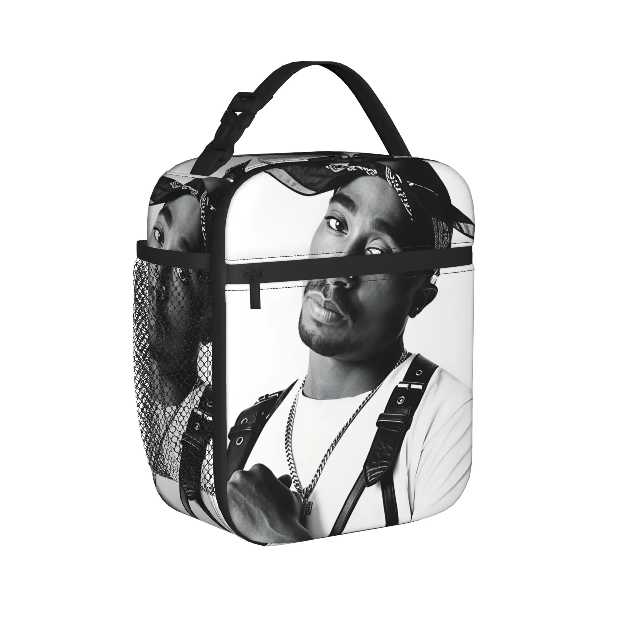 Rapper Tupacs Lunch Bag  School Lunch Box For Unisex Fun Custom Thermal Tote Handbags Oxford Portable Cooler Bag