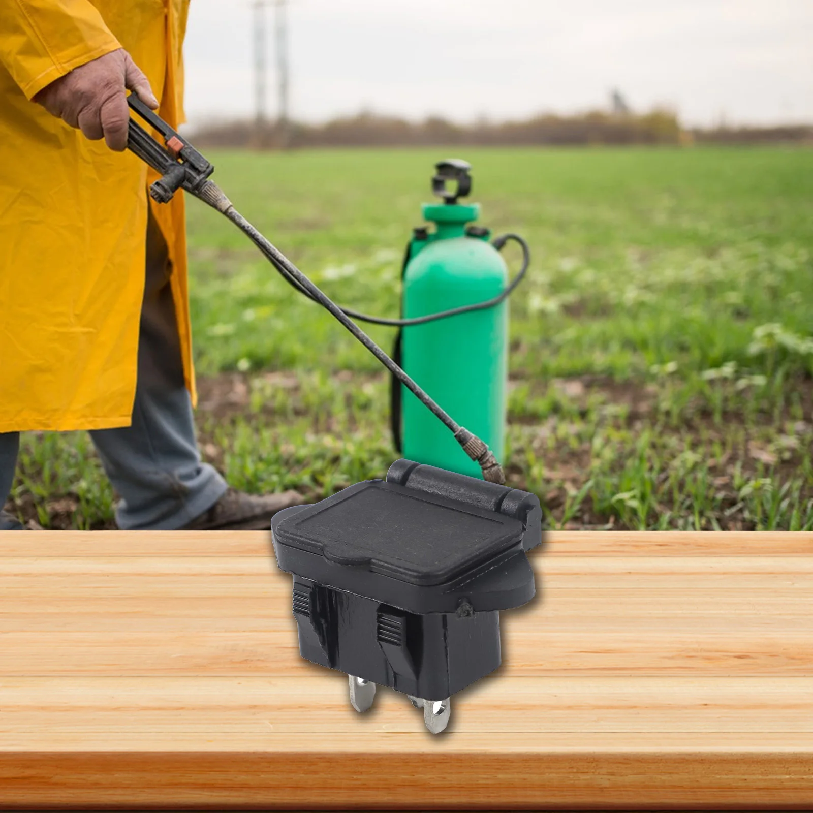 12V DC Charging Port with Wire for Agricultural Sprayers Includes Spring Loaded Flip Cover to Shield from Dust and Moisture