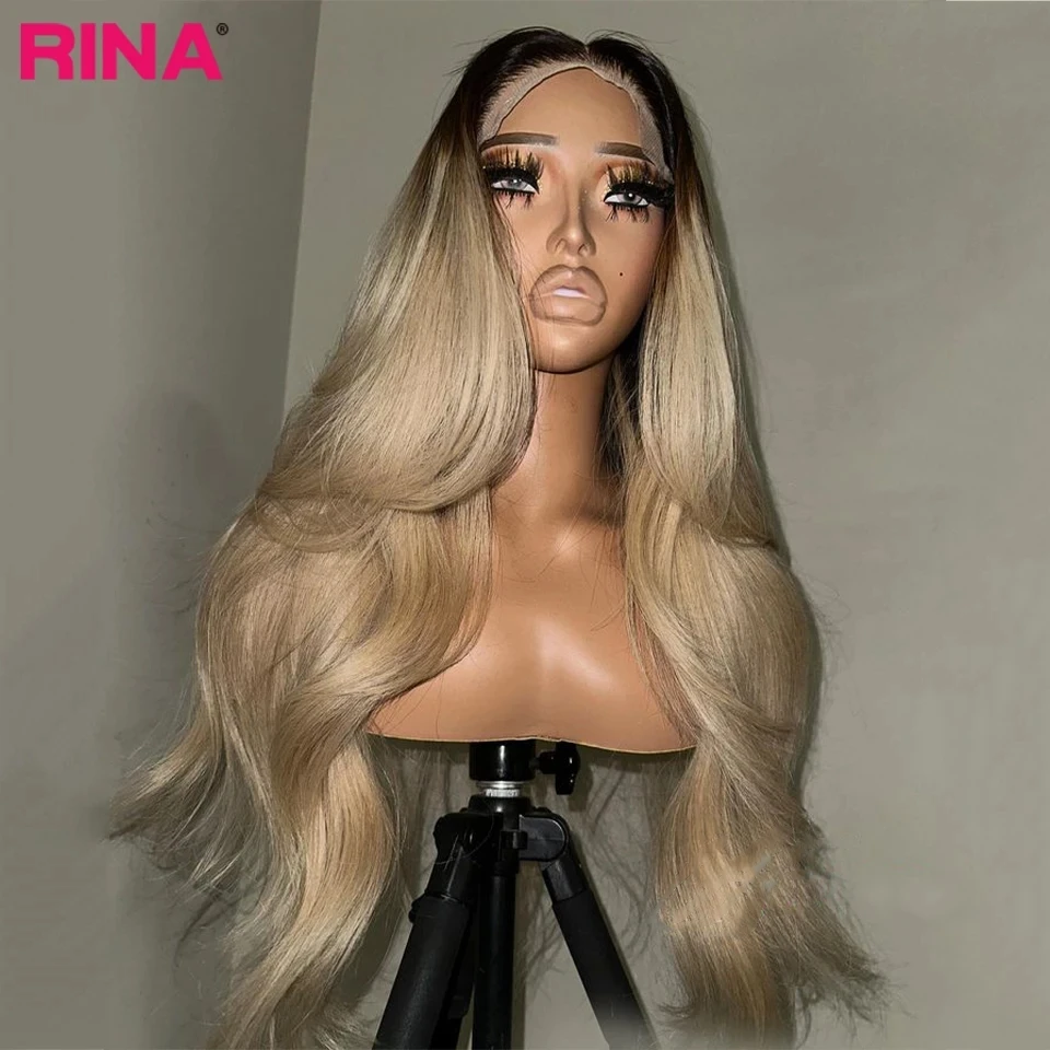 

1B Blonde 5X5 Lace Closure Body Wave Human Hair 13X4 Lace Front PrePlucked Ombre Blonde Transparent 13X6 Frontal Wig For Women