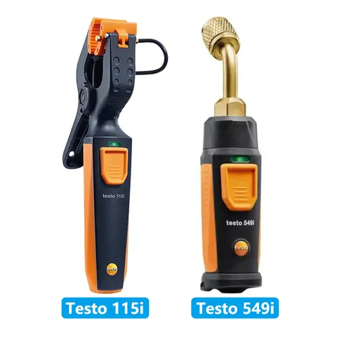Testo 549i 디지털 매니폴드 고압 게이지, 파이프 클램프 온도계, 스마트폰을 통해 작동, Testo 115i
