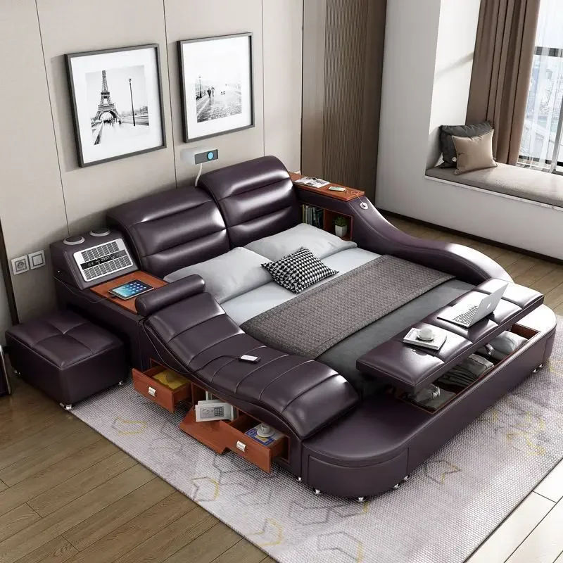Electric Aesthetic Bed Modern Unique Storage Sleeping Speaker Beds Frame Headboards Muebles Para El Hogar Rome Furniture