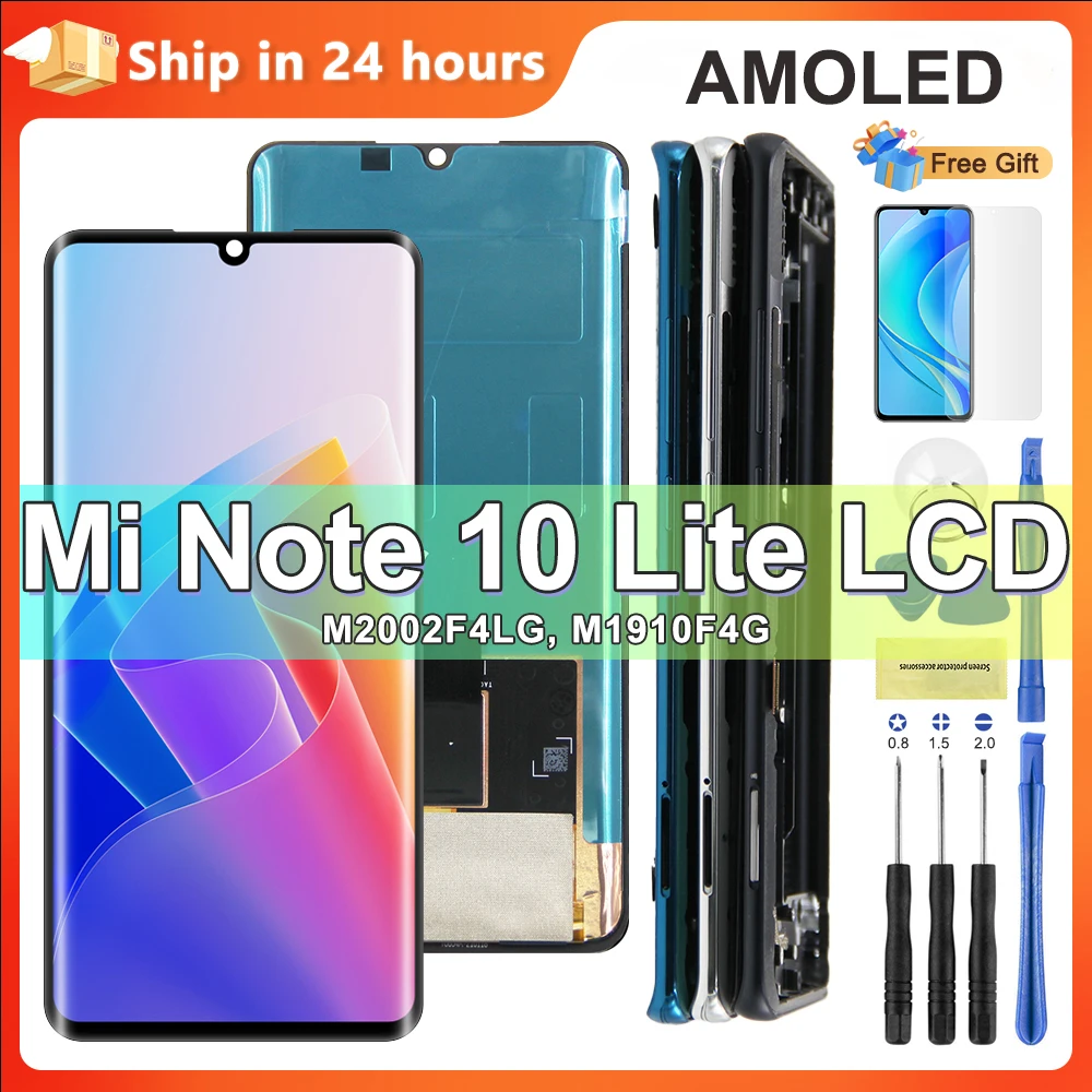 6.47\'\' Super Aomled Display Screen for Xiaomi Mi Note 10 Lite Lcd Screen Digital Touch Screen for Mi Note 10 Lite M2002F4LG