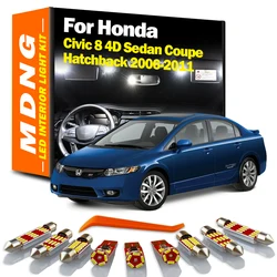 MDNG 8Pcs Canbus For Honda Civic 8 4D Sedan Coupe Hatchback 2006-2010 2011 Vehicle Led Interior Map Dome License Plate Light Kit
