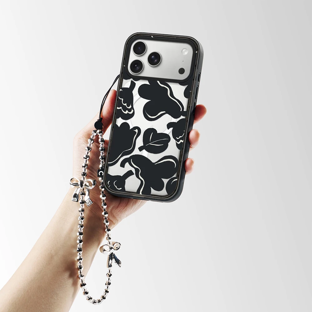

Simple Flower Black Flower Impact Black Border Magnetic Phone Case Cover for IPhone 13 14 15 16 17 Pro Max Case for IPhone Air