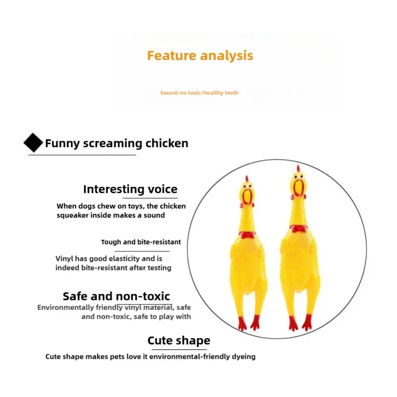 Squeaky Screaming Chicken Pet Toy Funny Molar Chew Rubber Toy Small Large DogPet Squeaker Chew Toys Funny Chicken Puppy view 3