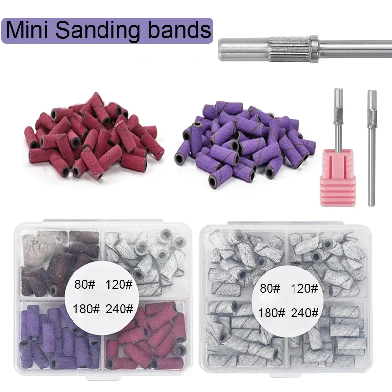 Mini bandes de ponçage pour ongles, mandrin pour manucure, porte-anneau en papier de verre, acier inoxydable, outils d'art des ongles, accessoires de perceuse à ongles, 3.1mm