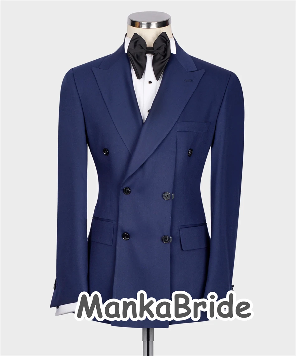 Smoking de soirée de Rhde mariage classique pour hommes, double boutonnage rose, olympiques de marié, coupe couvertes, vêtements d'affaires, blazer masculin, pantalon imbibé, blanc, 2 pièces