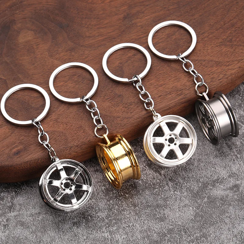 Modified Wheel Key Chains Hub Metal Keychain Turbocharged Waistband Creative Gift Car Keyring Pendant Gift For Car Lover 1Pcs