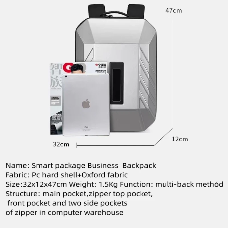 Cool Man PC Hard Shell Backpack Smart LED Knight Sports Computer Backpack New Business Outdoor Travel Bag