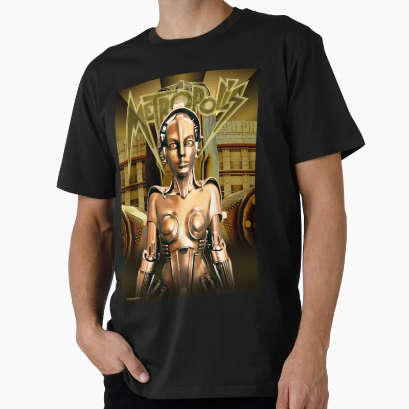 

Fritz Lang's Metropolis Classic Sci fi Gift t shirt for man Futuristic Robot Maria Graphic Clothes 1223 All size Tops S-6XL Tee