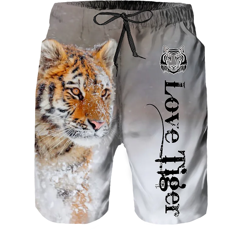 2023 Summer New Men Casual Shorts Cool Animal Print Tiger Print Pants Running Shorts Breathable Men Shorts