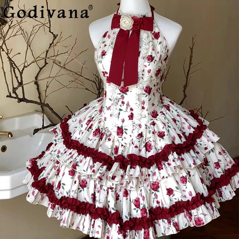 

Pure Desire Girls Retro Autumn Dress Japanese Style Lolita Romantic Dress Women's Sweet Date Slimming Dress with Headwear