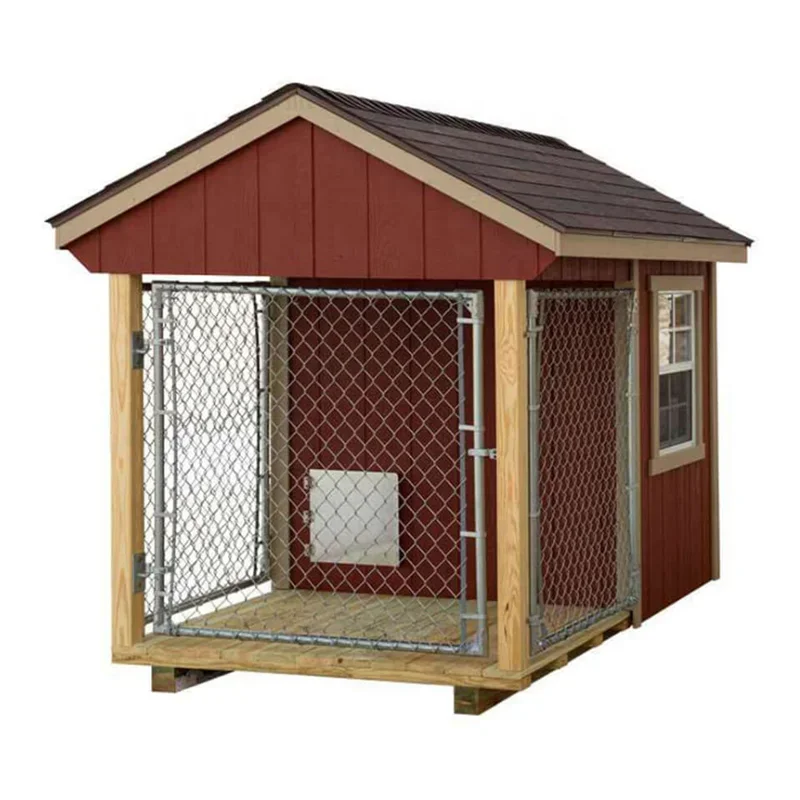 

American Country Style Customizable Large Outdoor Wooden Dog Kennel with Sustainable Run for Dogs and Cats