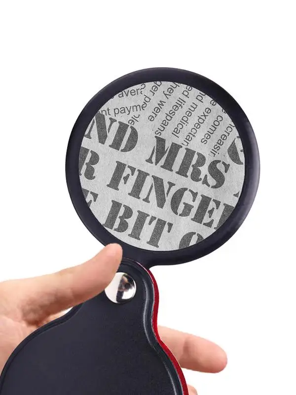 Folding Magnifying Glass 50mm 10X Upgraded Handheld Mini Magnifier Flexible Early Educational Learning Toys with Leather Case