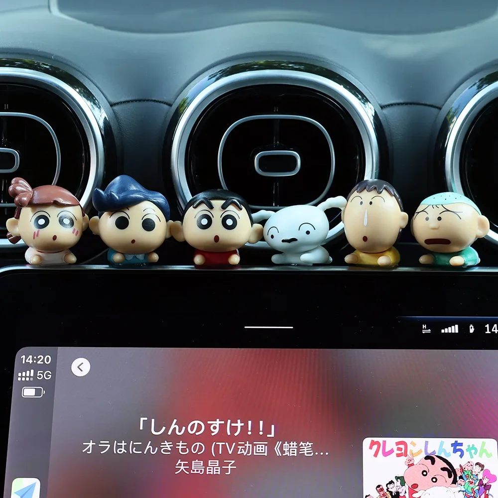 6 Stück Crayon Shin Chan Cartoon-Figuren Spielzeug PVC Anime-Figurinen für Schreibtischdekoration Auto-Armaturenbrett Sammlung Geburtstagsgeschenke
