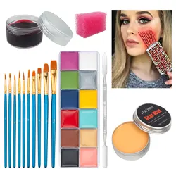 SFX makeup set, special effect makeup set, containing fake blood and scar wax, makeup sponge and skin spatula, zombie makeup set