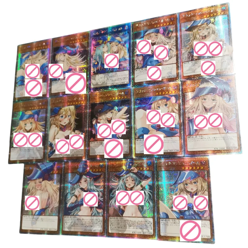 14Pcs/Set Yugioh Cards Sexy Black Magician Girl BMG Anime Game Characters Collection Restricted level DIY Flash Cards Toys Gift