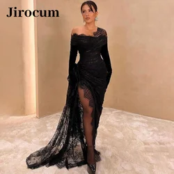 Jirocum Sexy Lace Evening Gown Black customized Off Shoulder Floor Length Formal Party Prom Dress Women Special Occasion Dresses