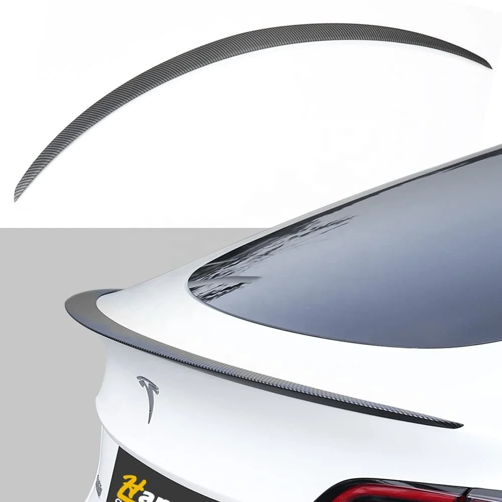 Hansshow Model 3/Y Real Dry Carbon Fiber Rear Spoiler For Tesla Car Accessories Spoiler Wing