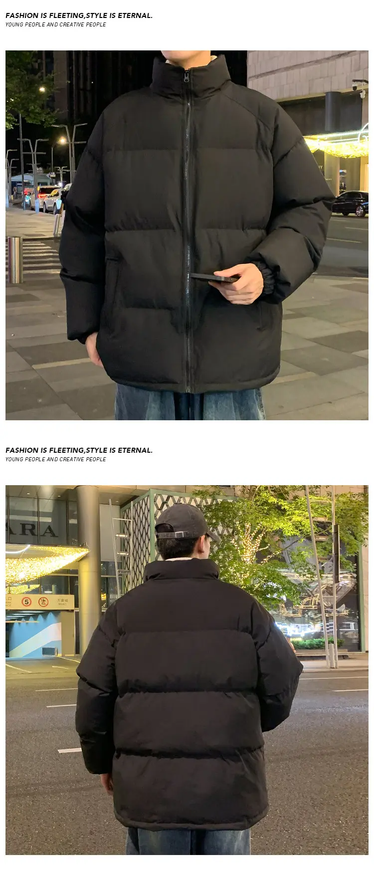 Men's Parkas Warm Basic Style Casual Jackets Thicken Winter Coat Puffer Jacket Solid Color Outwear Men's Clothing