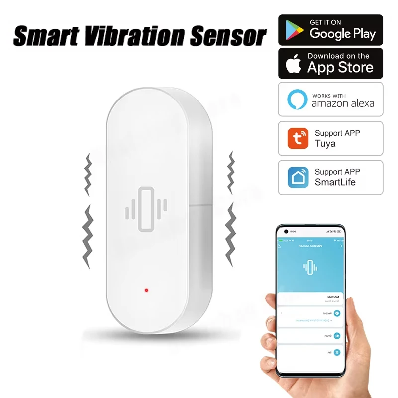 Xiaomi WiFi Smart Vibration Sensor Home Security Protection Smart Life App Real-time Remote Alarm Record With Alexa And Google