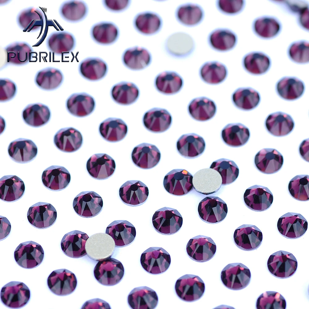 

Pubrilex 2088Nohf Ss10-Ss40 8Big 8Small Amethyst Cold Fixation Non Hotfix Crystal Nails Art Purple Diy Gems Crystal