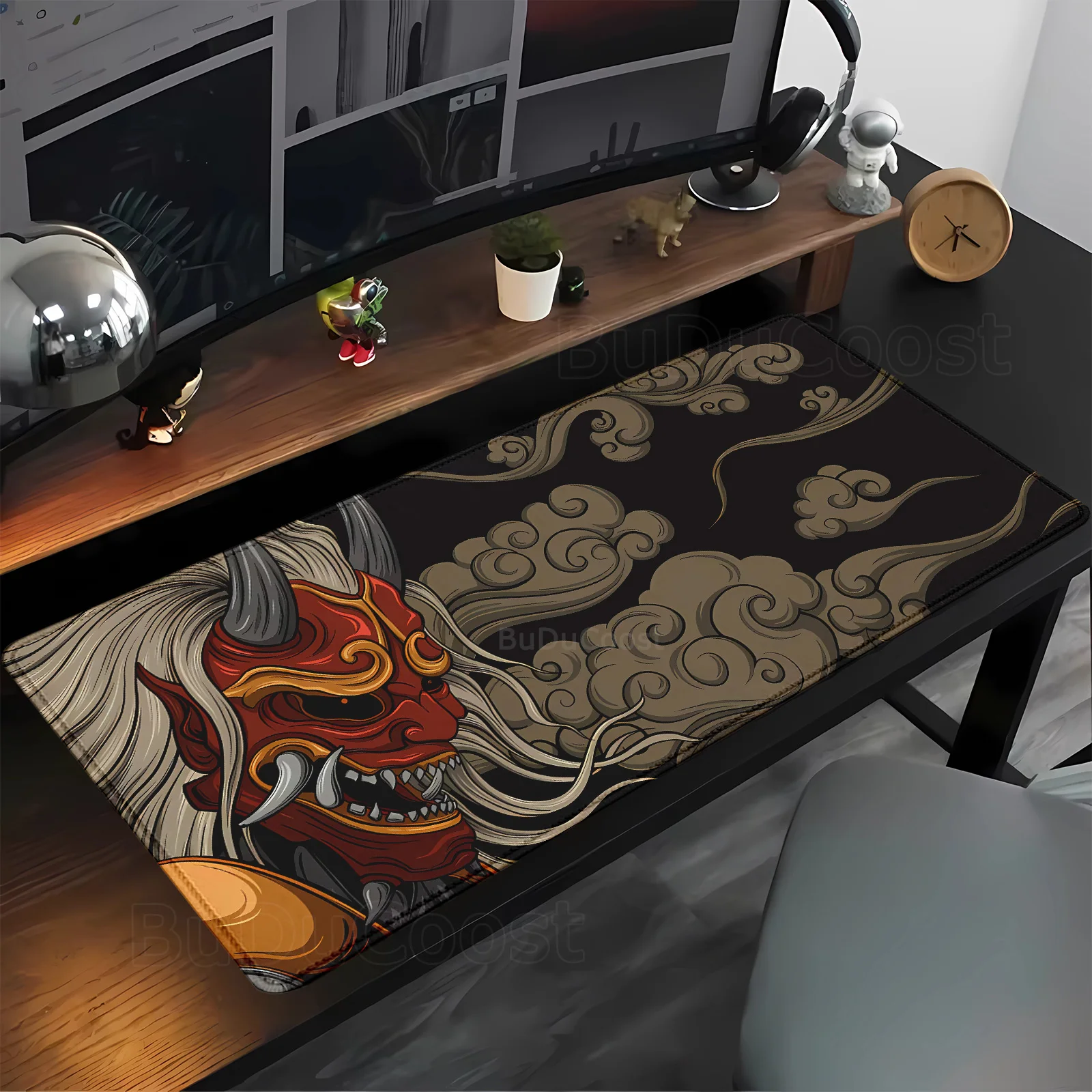 

Настольный коврик prajna Ghost Face, нескользящий коврик для мыши, японский самурай, маска дьявола, геймерский настольный коврик с HD принтом, аксессуары для игровых офисов