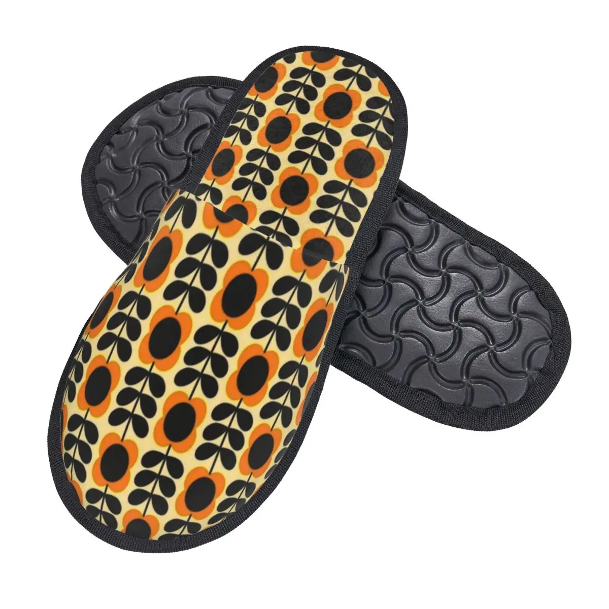 Custom Orla Kiely Multi Stem Flowers Cozy Scuff Memory Foam Slippers Women Scandinavian Style Spa House Shoes