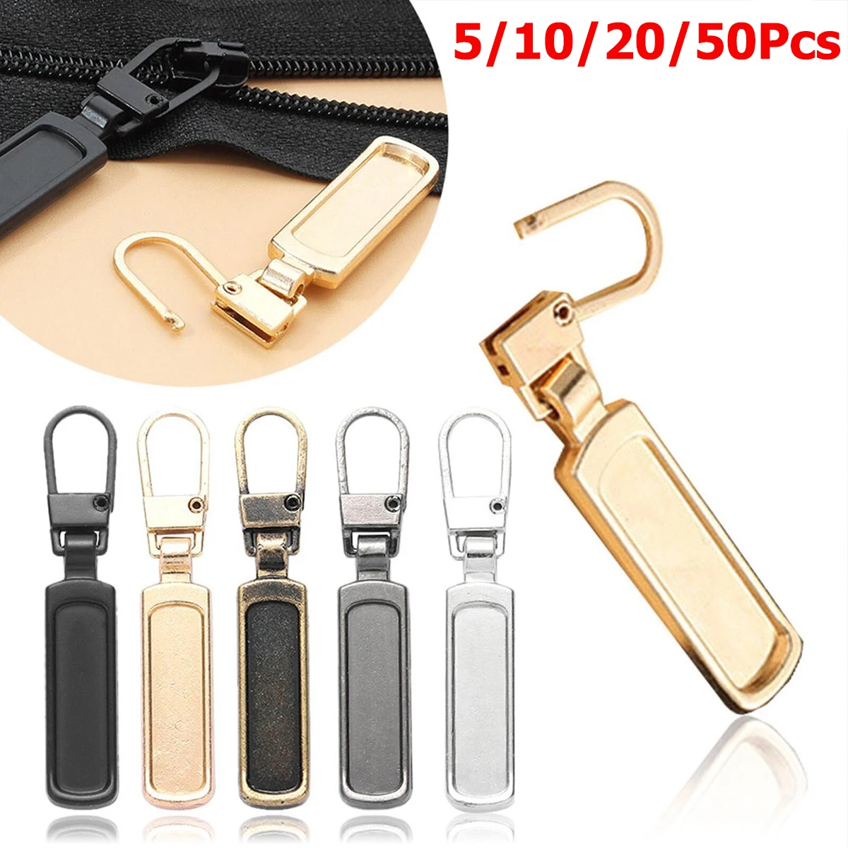 

5/10/20/50Pc Zipper Slider Puller Replacement Instant Tab Repair Zippers Handle Mend Fixer Buckle for Suitcase Sewing Craft DIY