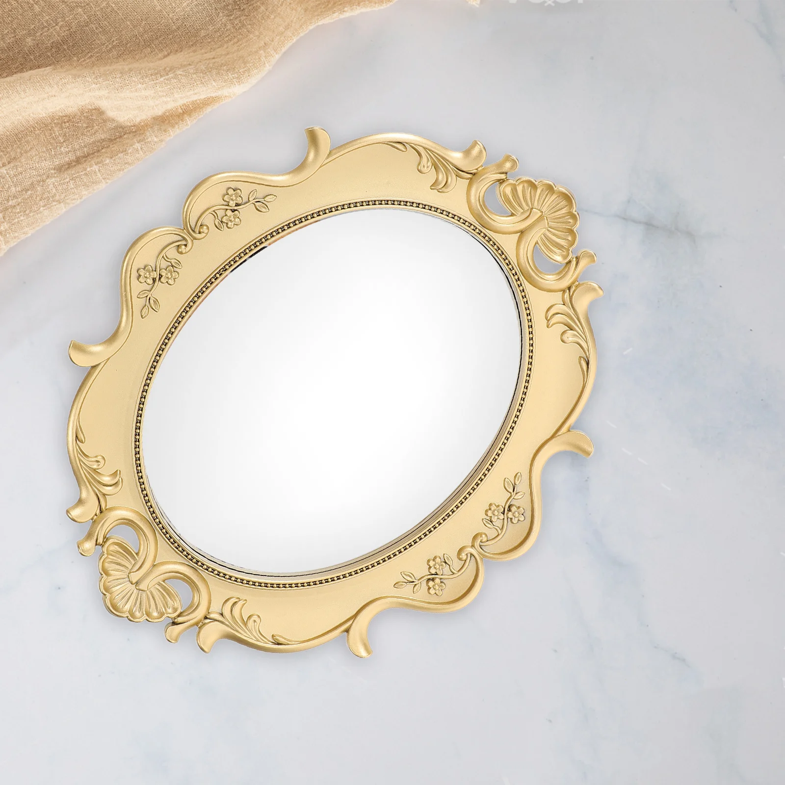 Mirror Vanity Tray Plastic Jewelry Desk Organizer for Rings Earrings Perfume Makeup Display Decorative Jewelry Tray