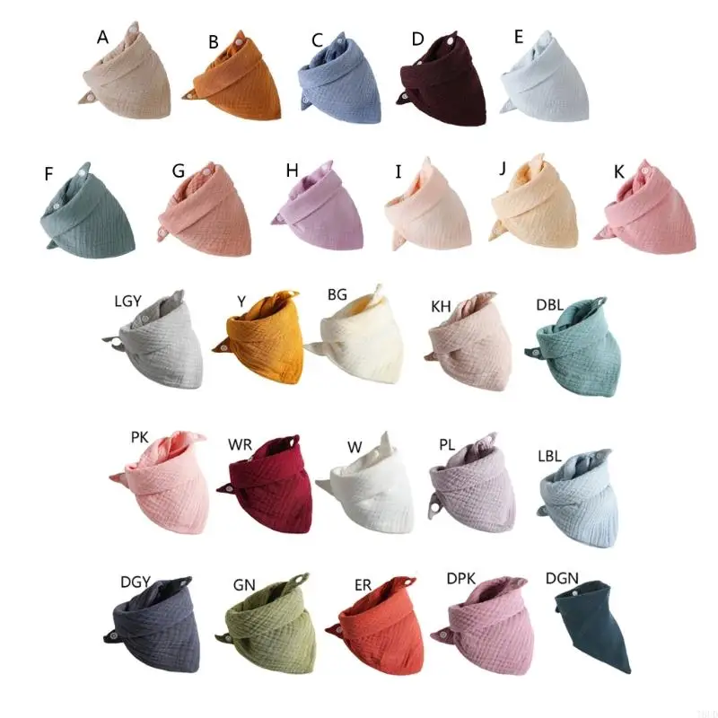 T8UD Boho 26 Colors Baby for Triangle Cotton Drooler Bibs Two-layer Gauze for Eating Bibs for Newborn Infant for Drooling Sal