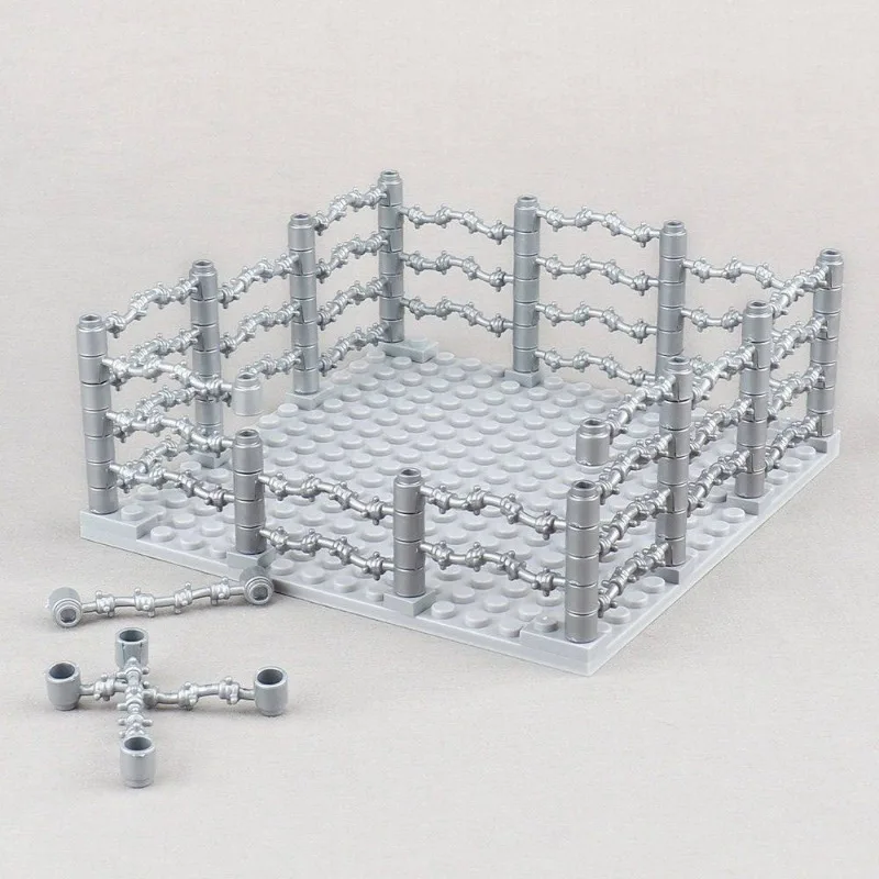 MOC Baustein-Set mit Stacheldrahtzaun, Gefängnisanlage, WWII-Minifiguren-Zubehör, Szenenmodell, Dekoratives Spielzeug-Geschenk