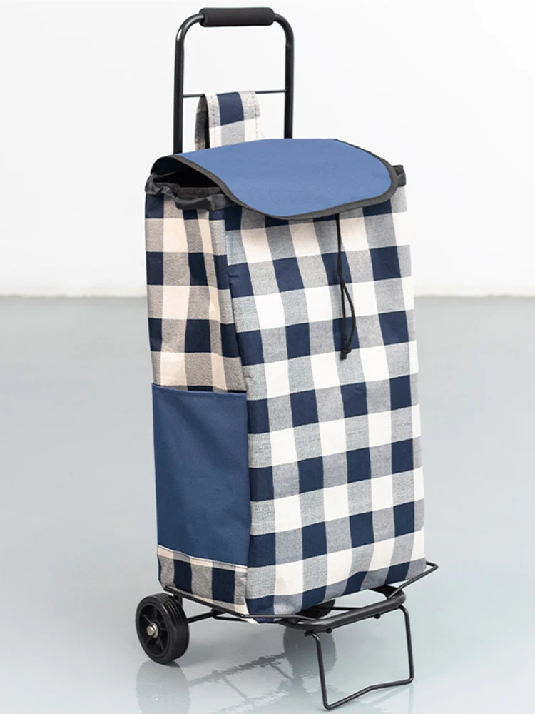 

Portable Folding Lightweight Shopping Cart with Bag Small Pull Cart Hand Pull Vegetable Buying Car Home Use Utility Vehicle