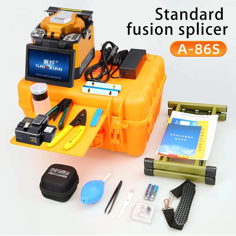 

A-86S Automatic Fiber Optic Fusion Splicer Fiber Optic Hot Melt Machine Leather Cable Patchcord Pigtail Hot Melt Tool