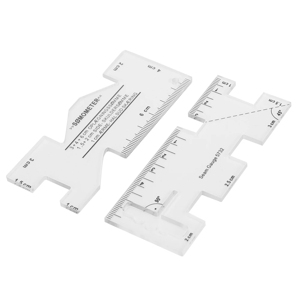 2Pcs Patch‑Work Ruler Mini Household Sewing Machine Template Clothing Measure Draw Stitch