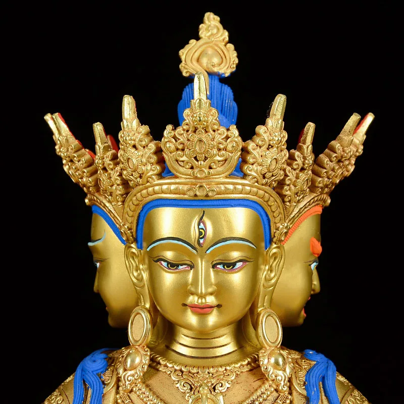 Respectful Bronze Buddha Statue, Domestically Produced, Fully Gilded, Tibetan Buddhist Supplies, for Home Worship, Tibetan-Style