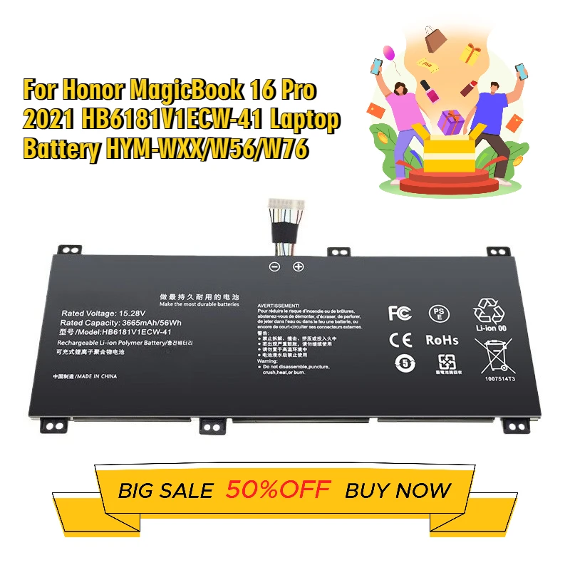 

For Honor MagicBook 16 Pro 2021 HB6181V1ECW-41 Laptop Battery HYM-WXX/W56/W76