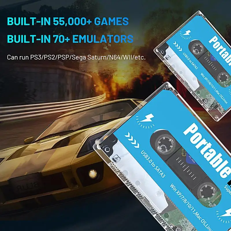 أقراص القرص الصلب الخارجية Super Console Batocera 500G المدمجة في 60000 ألعاب ريترو 70 محاكيات كلاسيكية للتلفزيون والكمبيوتر المحمول